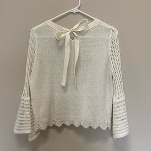 Alya white cropped sweater. Bell sleeves.